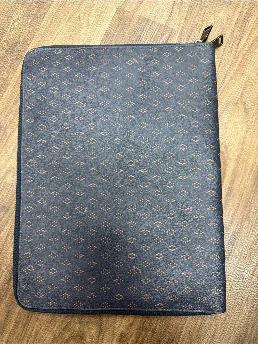 Coach Men's Zip Folio in Dark Blue with Tan Accents